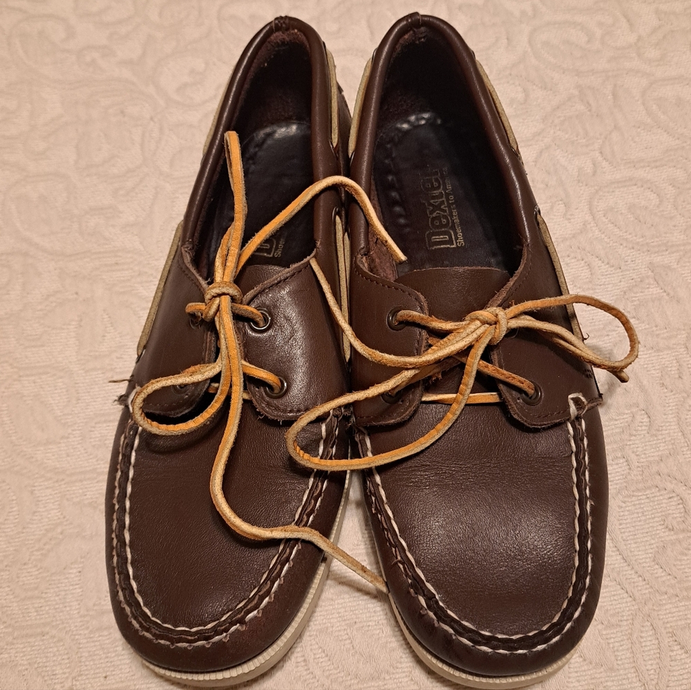 Dexter Womens Brown Leather Boat Shoes Size 7 Classic Casual Style
